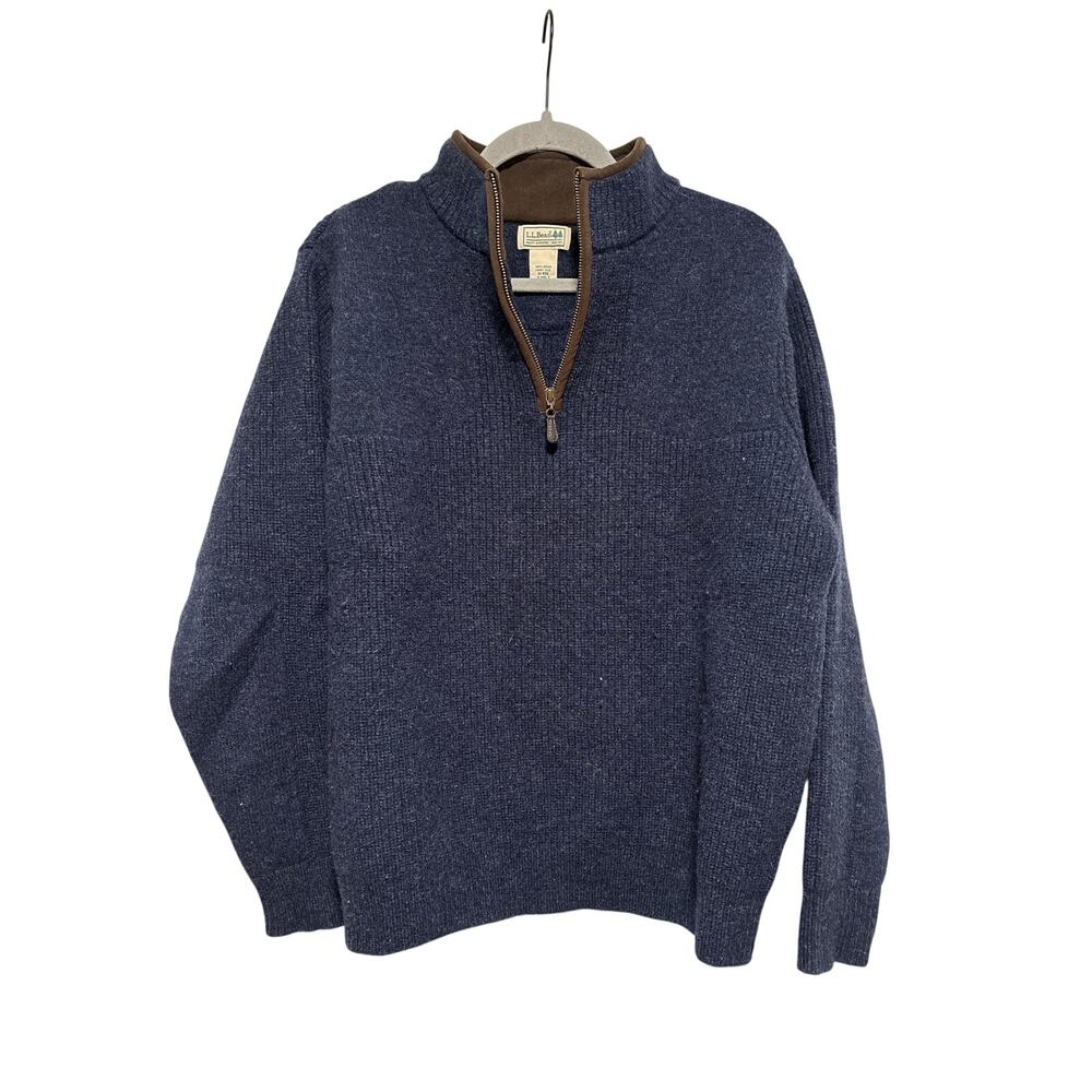 L.L.Bean Men's Navy Merino Wool Half Zip Sweater M - Picture 2 of 8